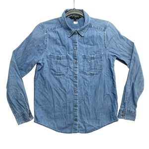 Express Chambray Womens Shirt XS Blue Long Sleeve Cotton Denim Button Down